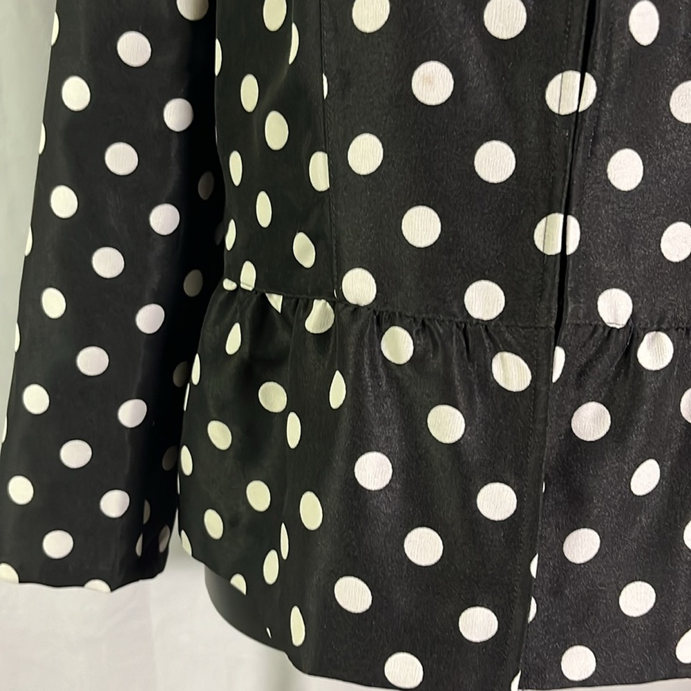 LOFT Black & White Jacquard Polka Dot Lightweight Peplum Hem Jacket - Picture 8 of 16